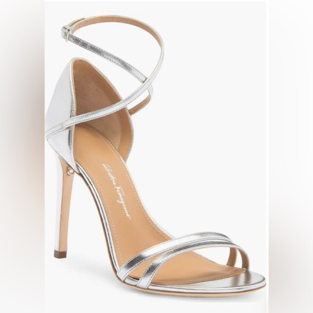 Salvatore Ferragamo Ines silver heels stilettos
